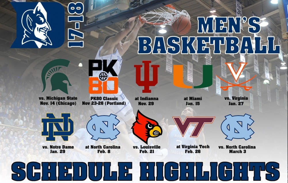 Duke men's basketball's 201718 conference schedule revealed The