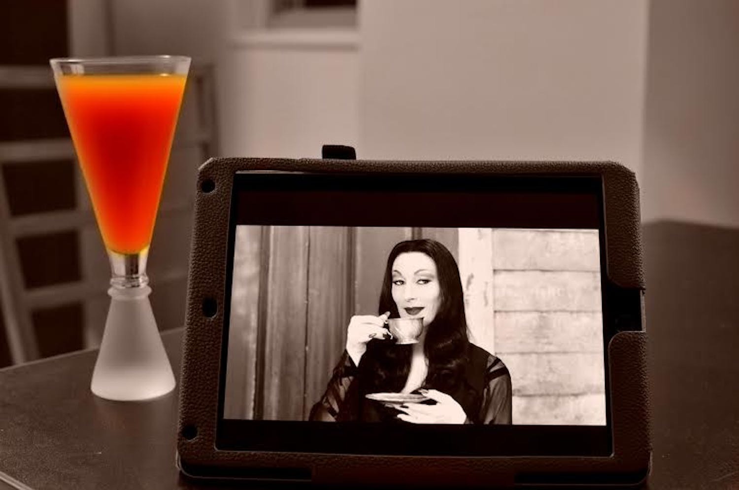 Photo Credit: Shelby Morgan/THE EAGLEEnjoy a&nbsp;Morticia-Rita cocktail&nbsp;margarita and spend an evening with&nbsp;Morticia Addams this&nbsp;Halloween. (Please remember to drink responsibly and only if you are 21+)&nbsp;