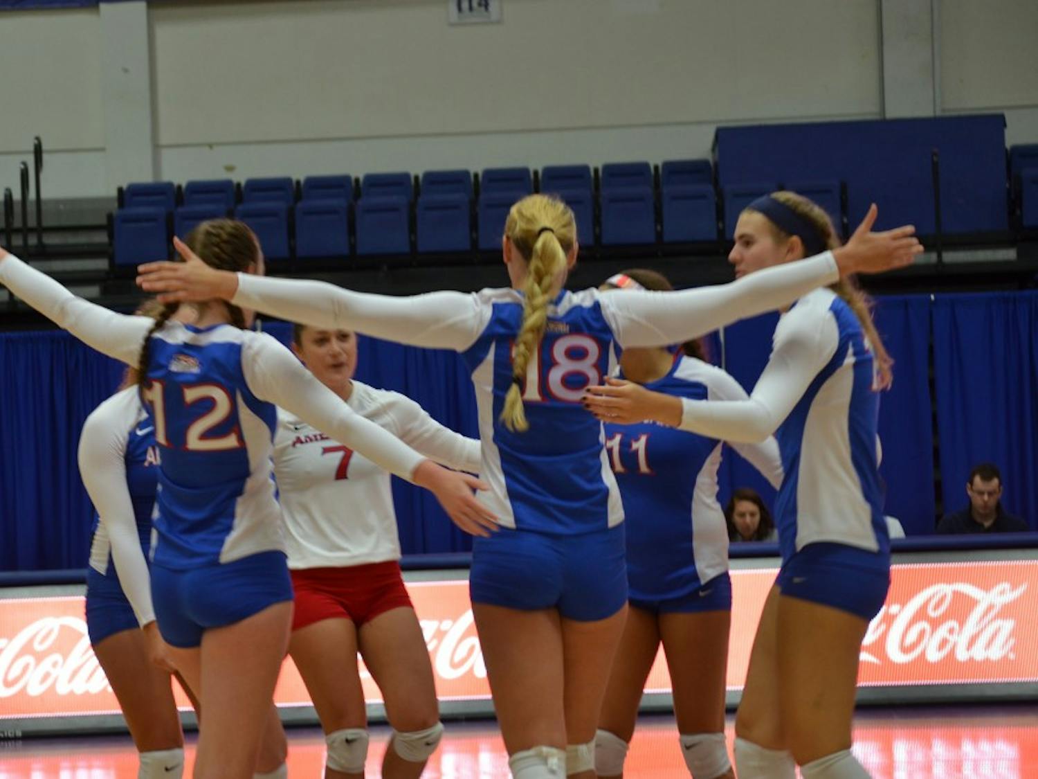 Julita Kurdziuk, center, is now the lone senior on the women's volleyball team, and hopes to lead the team to the NCAA tournament again this year.