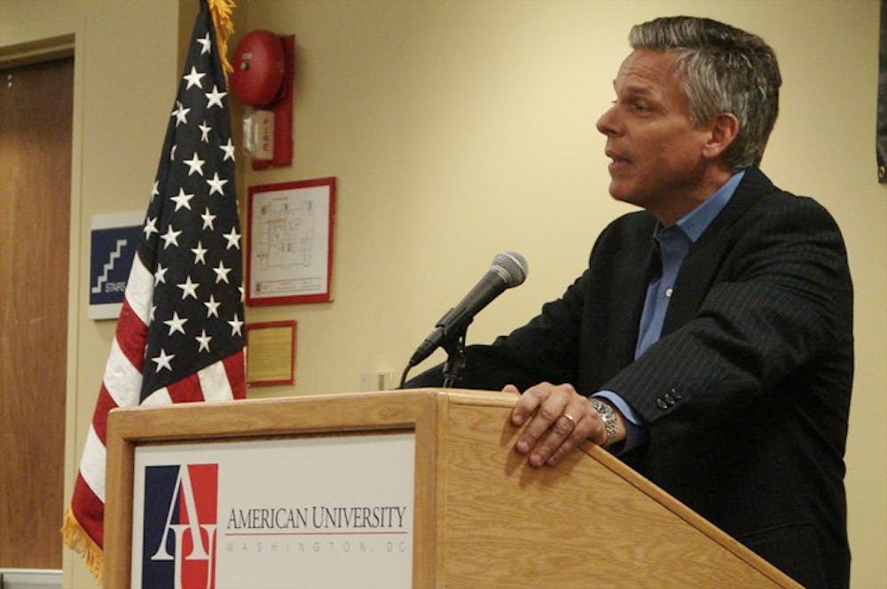 Governor Jon Huntsman (R, Utah) presented by the Kennedy Political Union at American University on Wednesday, April 18, 2012.

SARAH JACQUES/ THE EAGLE