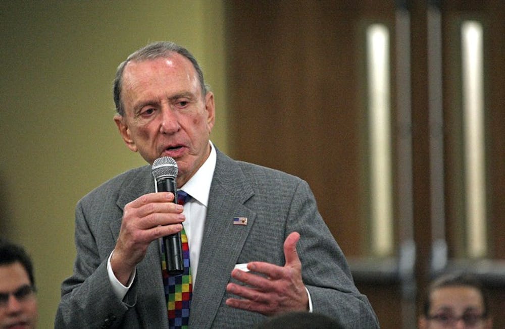 SWITCHING SIDES â€” Sen. Arlen Specter, D-Pa., spoke about becoming a Democrat, health care and the economic stimulus package Nov. 16 in MGC. Specter is 79-years-old and has worked in Congress since 1980.