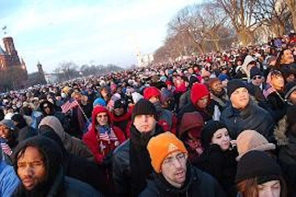 BARACK YOUR HEART OUT - A record-breaking number of people came out to the National Mall to watch President Barack Obama be sworn in as president. Several thousand ticket-holders were unable to enter the Capitol grounds in time to see the ceremony.