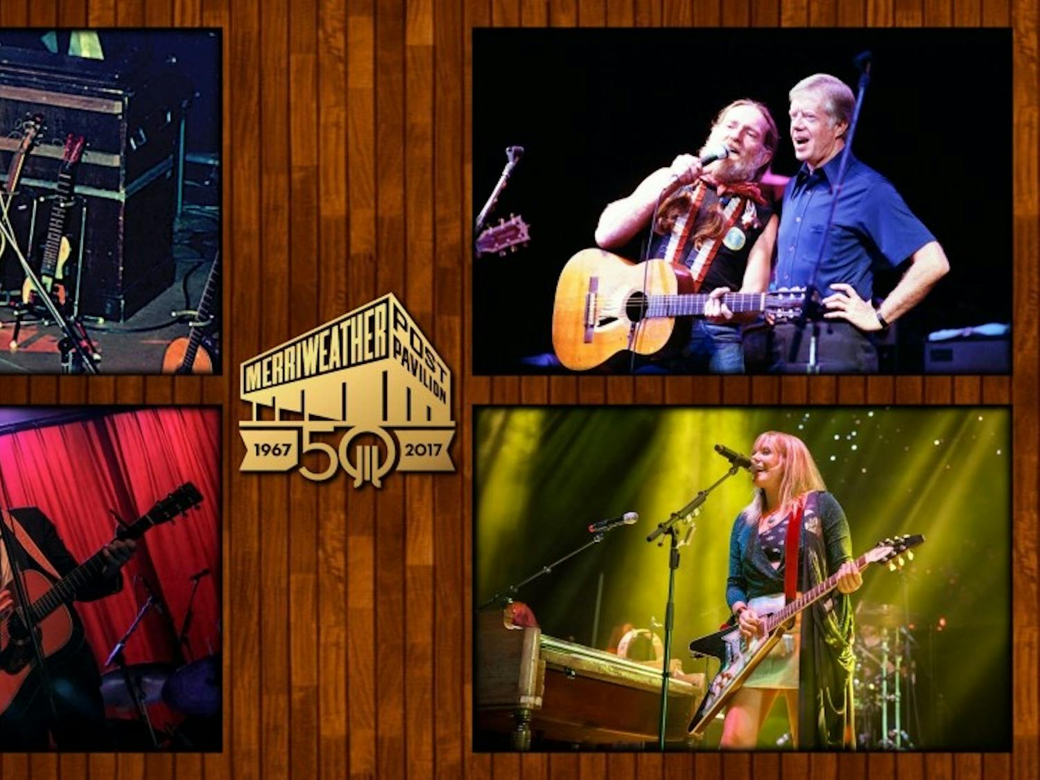 Pictured: Jackson Browne recording “Running On Empty” at Merriweather in 1977, Willie Nelson with President Jimmy Carter on stage at Merriweather in 1980, Father John Misty opening for The Decemberists at Merriweather in 2015, and Grace Potter performing at the Merryland Festival at Merriweather in 2016. Photos courtesy of Merriweather Post Pavilion, Dave Barnhouser 13th Hour Photography and Richie Downs. Grace Potter’s Photo by Richie Downs, and Father John Misty’s Photo by Dave Barnhouser 13th Hour Photography.
