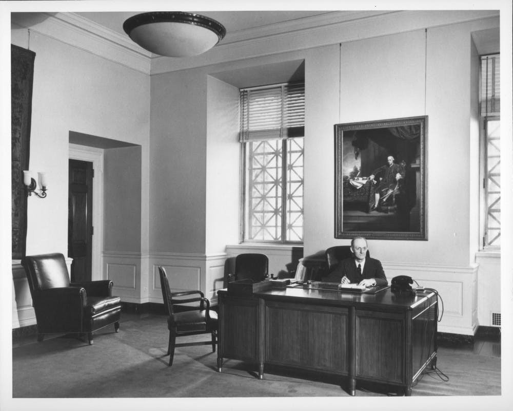 David Finley, Director of the National Gallery of Art, 1938-1956, in his office at the Gallery.