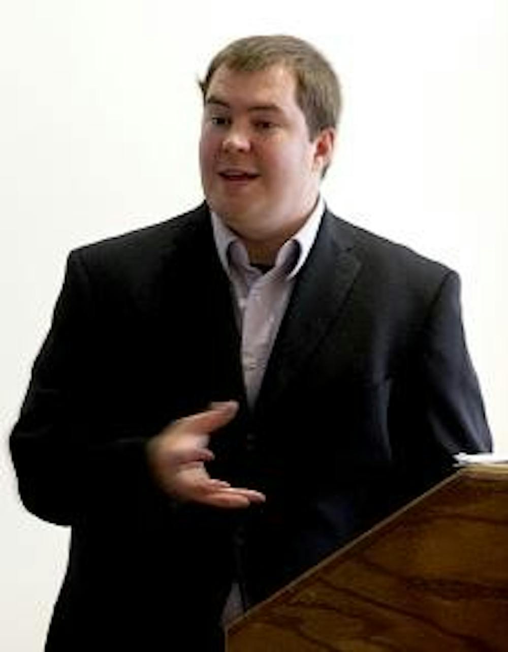 Sean Bartley, a senior in CAS, spoke at the colloquium. 