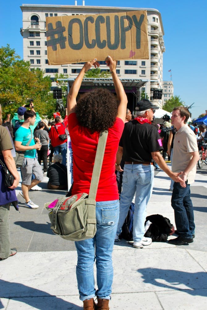 AU students joined the occupy D.C. protests on Oct. 6 in McPearson Square. The event was held to raise awareness about economic injustice. 