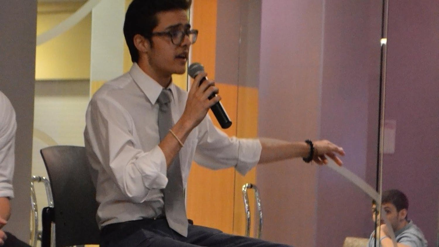 Will Mascaro, pictured at a student government presidential debate in 2016, was fired from his position as CASE director on Oct. 31. Supporters are calling for his reinstatement.