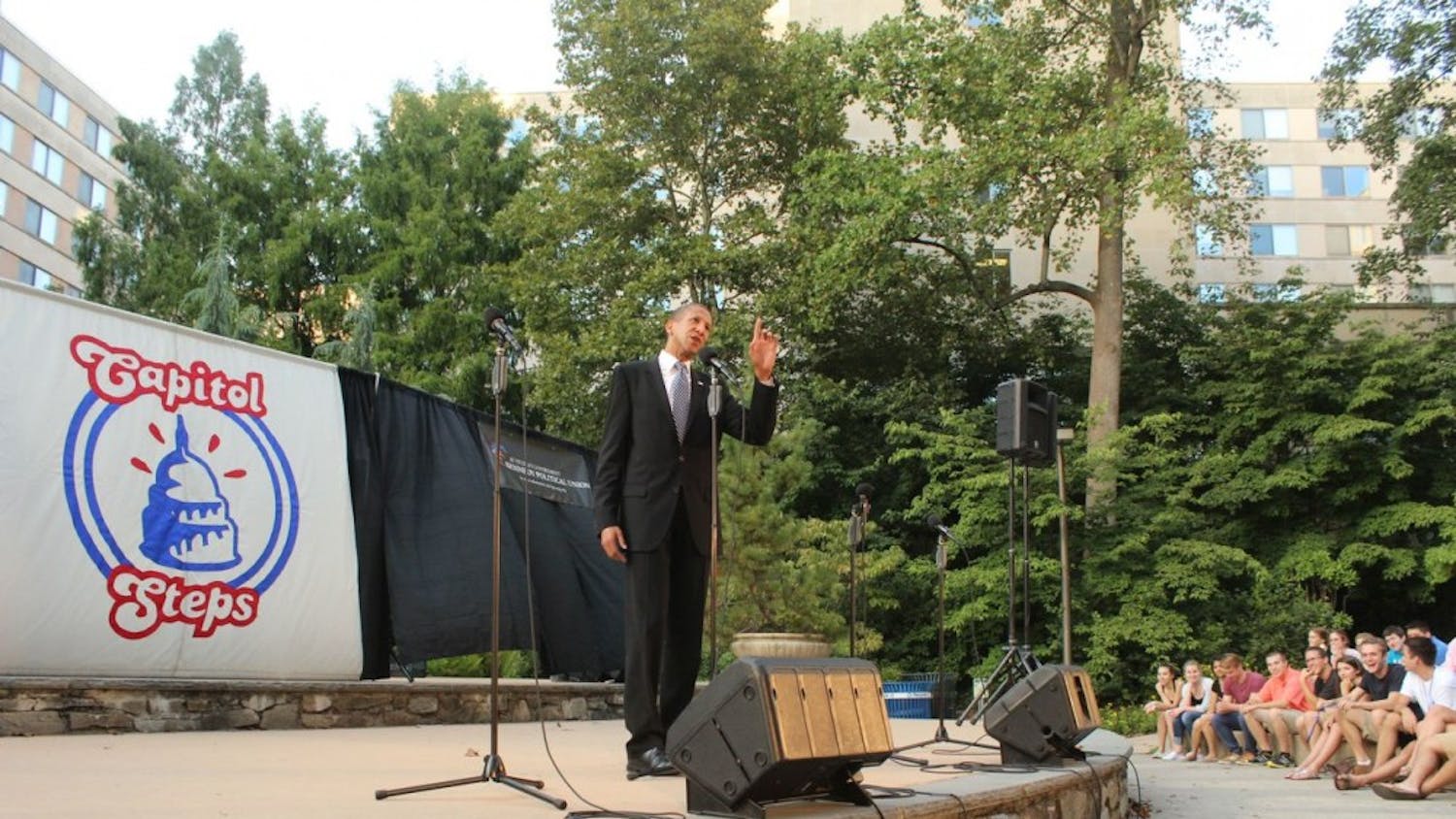 	A Barack Obama impressionist sings a parody of “Under the Sea,” detailing the capture of Osama bin Laden at the Capitol Steps performance on Aug. 25.