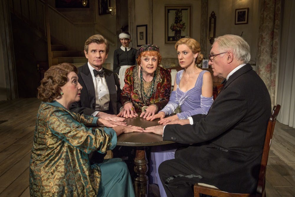 Blithe SpiritNoël Coward’sBLITHE SPIRITDirectorMichael BlakemoreScenic and Costume DesignerSimon HiglettLighting DesignerMark JonathanDesigner for Ms. Lansbury’s costumesMartin PakledinazSound DesignersBen and Max RinghamFeaturingAngela LansburyCharles EdwardsJemima RooperCharlotte ParrySimon JonesSusan Louise O’ConnorSandra Shipley