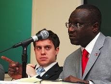 CONFRONTING CRISIS - Chadian Ambassador to the U.S. Mahmoud Bechir speaks during a forum on the student and international responses to the Darfur crisis Thursday night.
