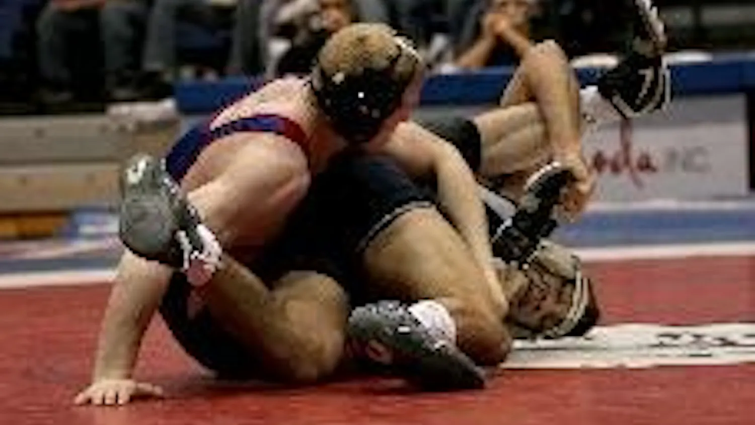 Though red shirt sophomore Mike Cannon (above left) won his bout in the 165-lb. weight class at yesterday's home wrestling match, only three of his teammates were able to do the same. Old Dominion came out on top 31-12.
