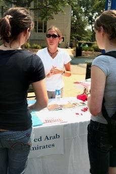 STUDY ABROAD- Students receive information about study abroad options in the United Arab Emirates at the fair Thursday.