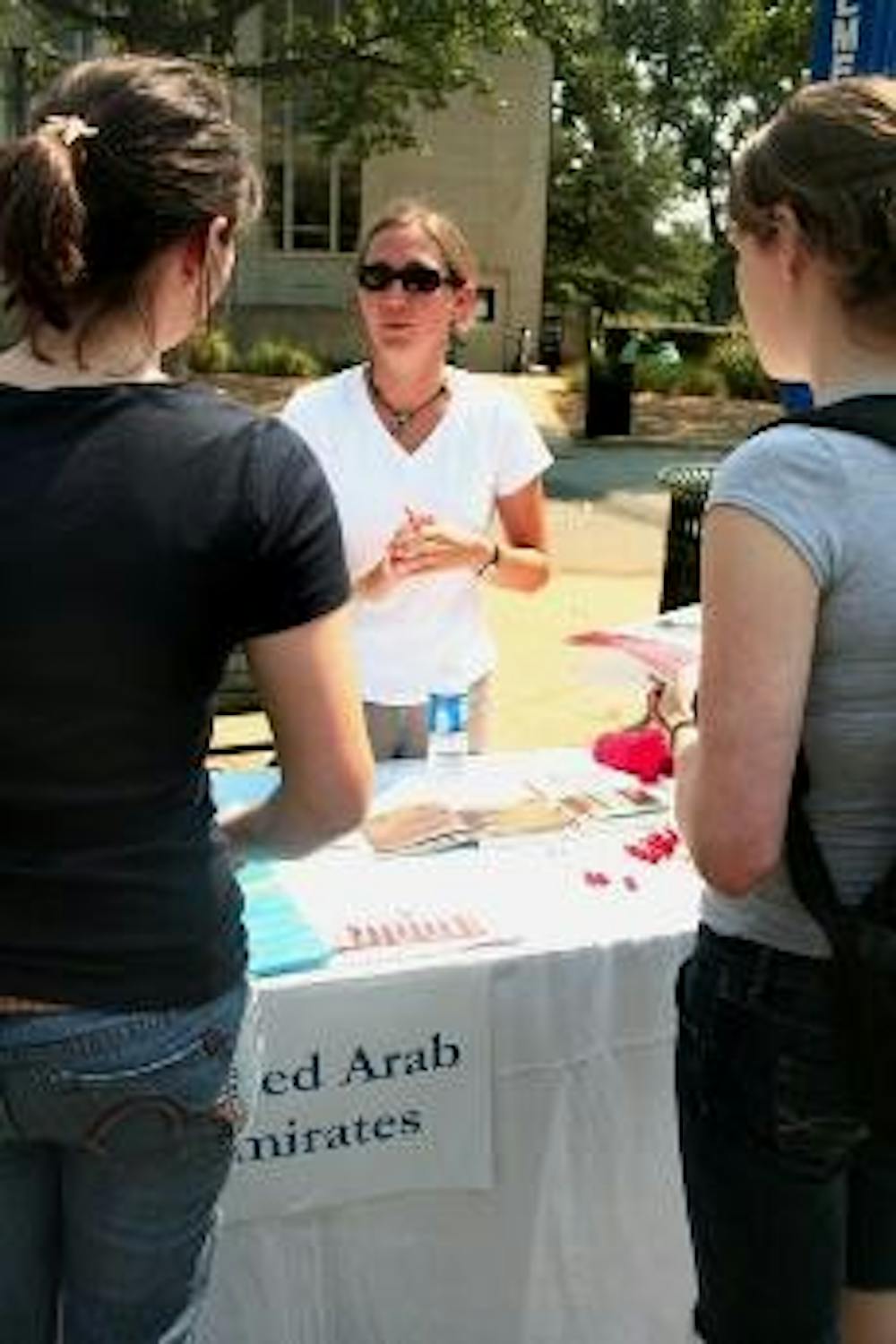 STUDY ABROAD- Students receive information about study abroad options in the United Arab Emirates at the fair Thursday.