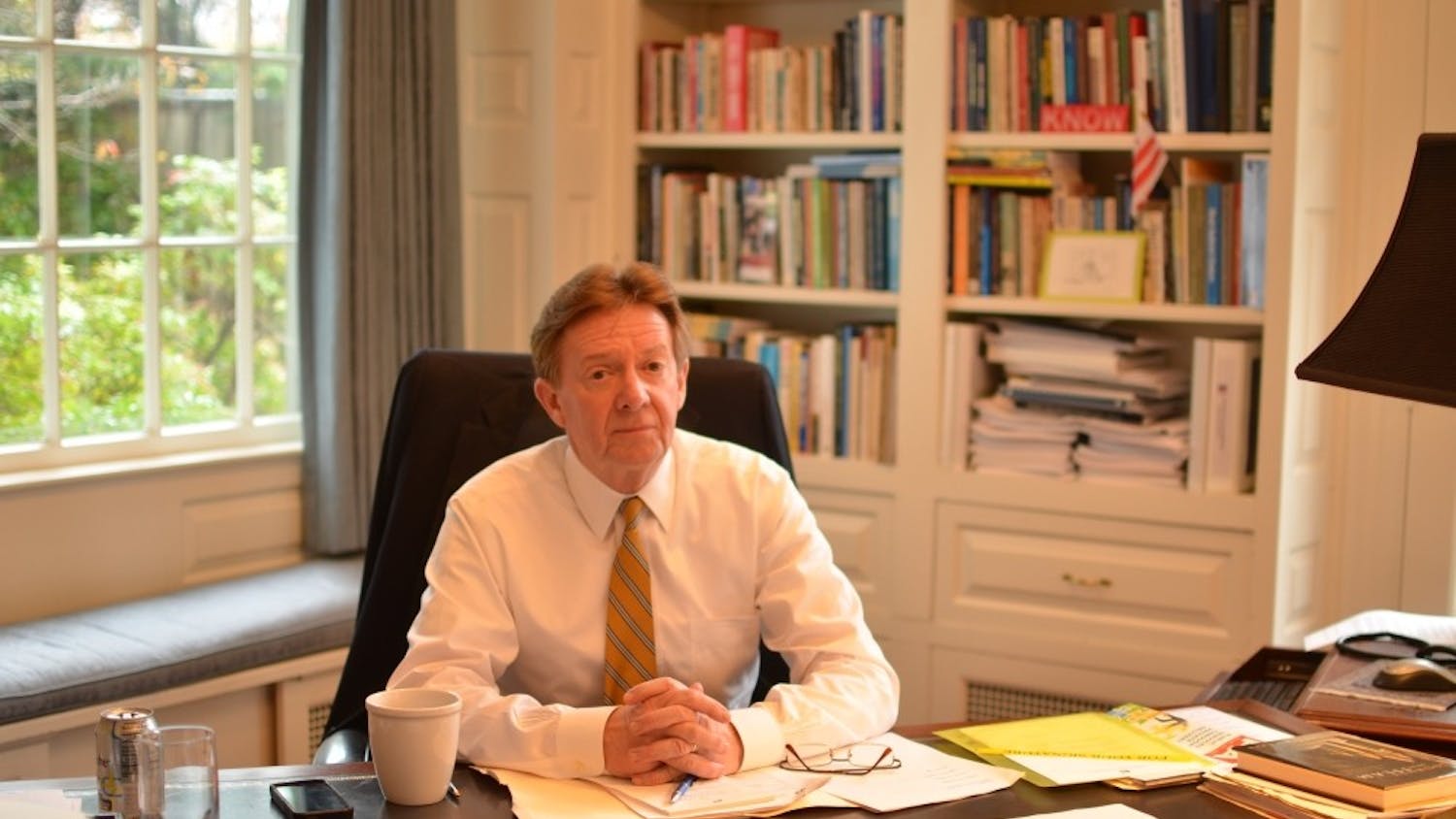 Dr. Neil Kerwin sits at his desk during an interview with The Eagle&nbsp;in the&nbsp;fall of 2015.&nbsp;