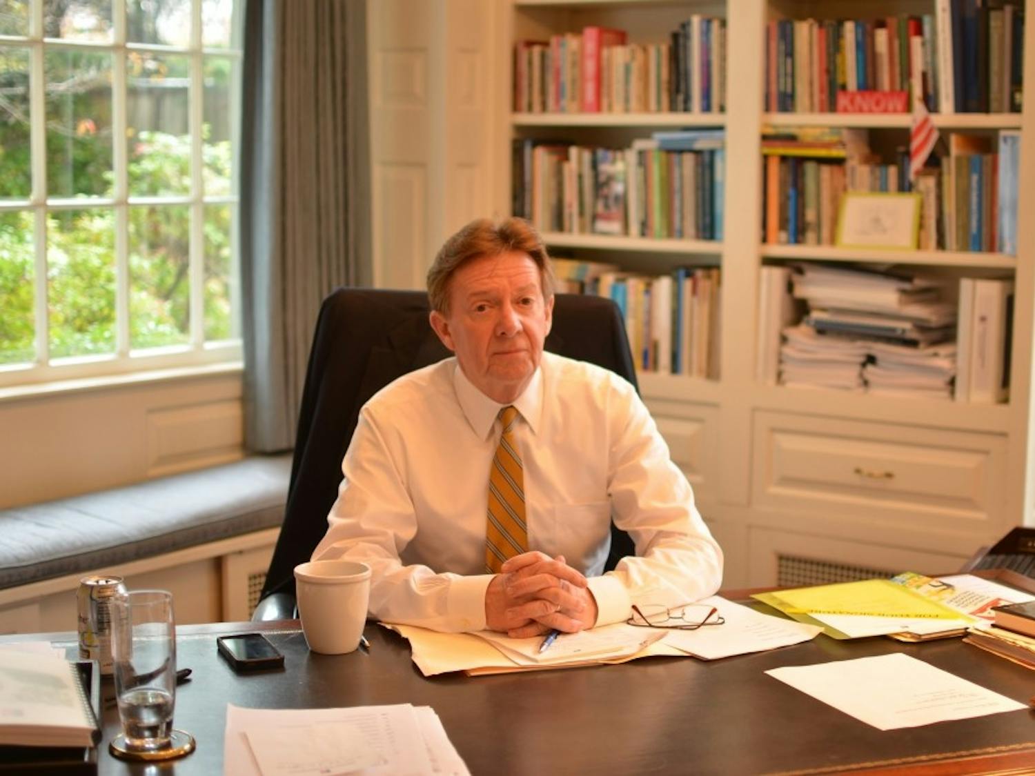Dr. Neil Kerwin sits at his desk during an interview with The Eagle&nbsp;in the&nbsp;fall of 2015.&nbsp;
