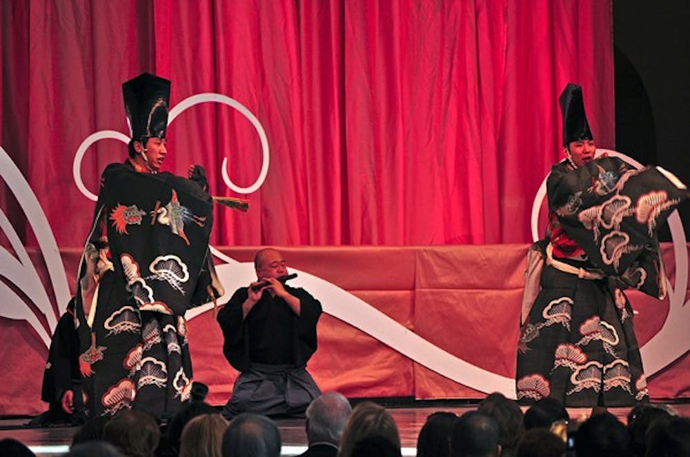 SHARING THE STAGE â€” To open this yearâ€™s National Cherry Blossom Festival, Kyogen dancers took to the stage with their exaggerated, satirical movements. This yearâ€™s 98th annual festival started on Saturday, March 27, celebrating the trees that represent the friendship between the United States and Japan. 