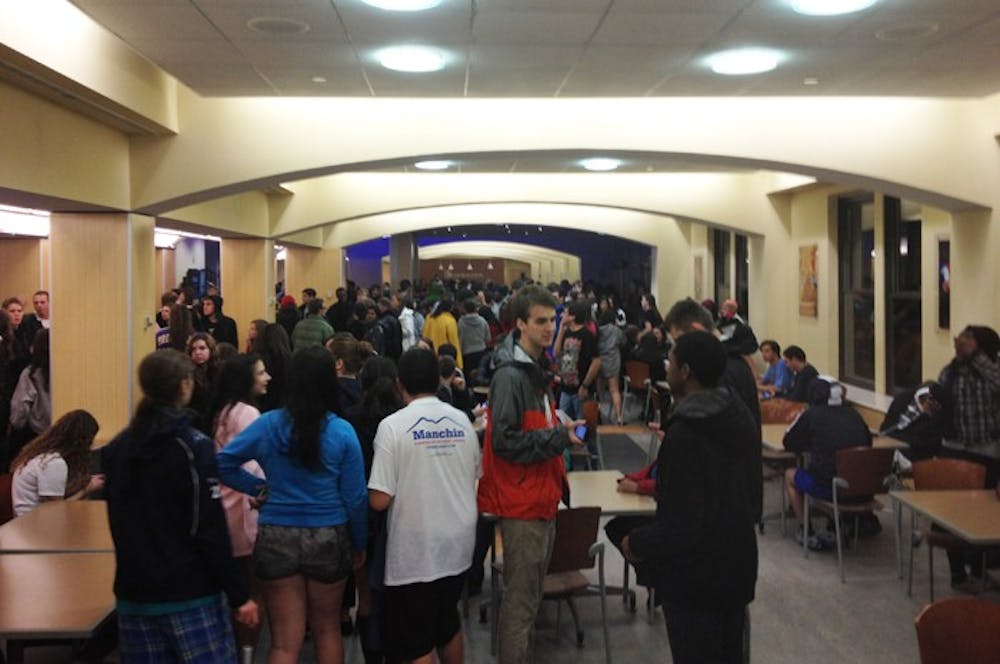 Students in MGC after being evacuated from south side.