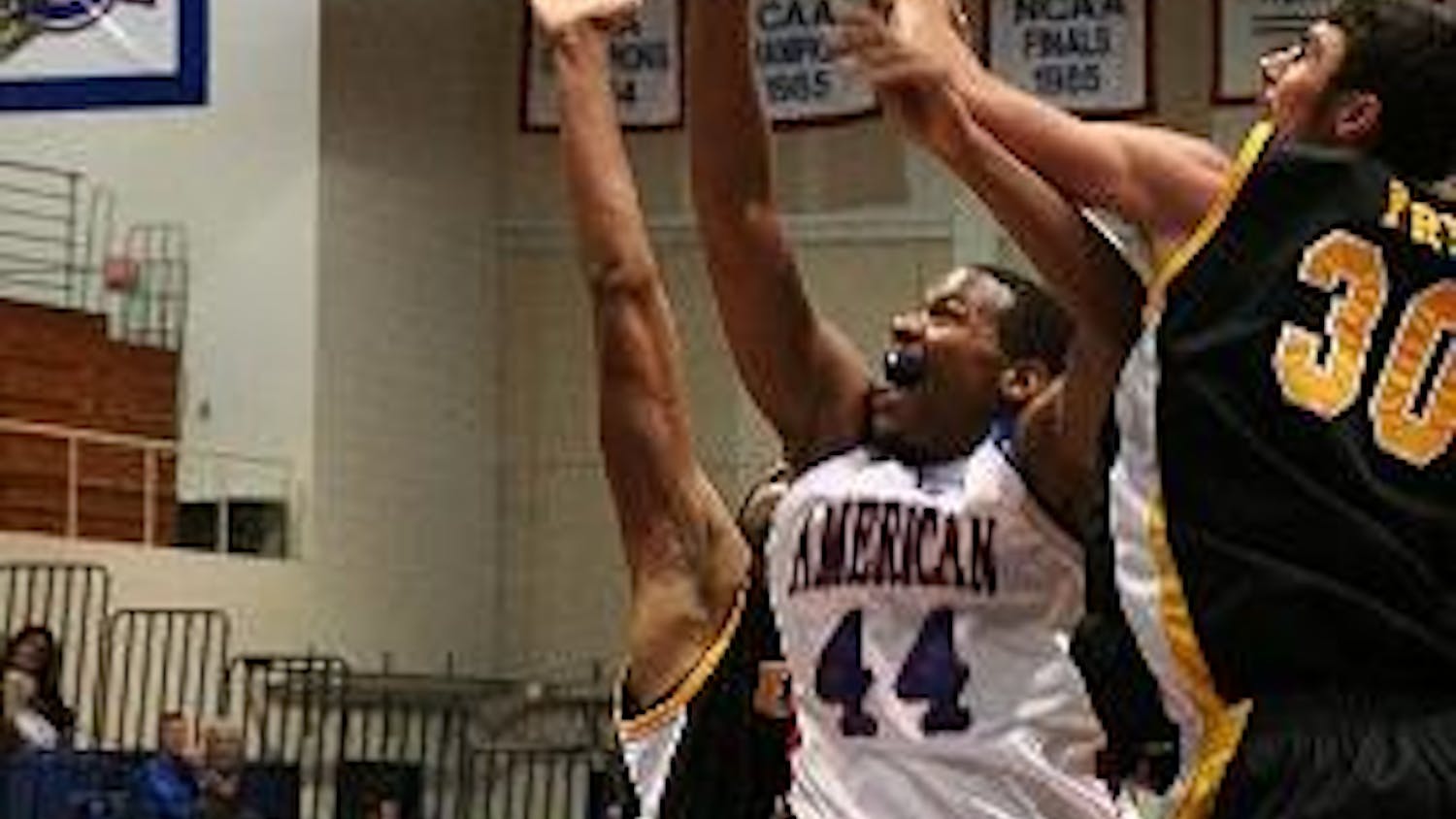 MOVIN' ON UP - Led by junior Jordan Nichols' seven first-half points (seen here in an earlier game against UMBC), the Eagles defeated the Crusaders 62-46 Wednesday night for the first time since the 2003-04 season. 