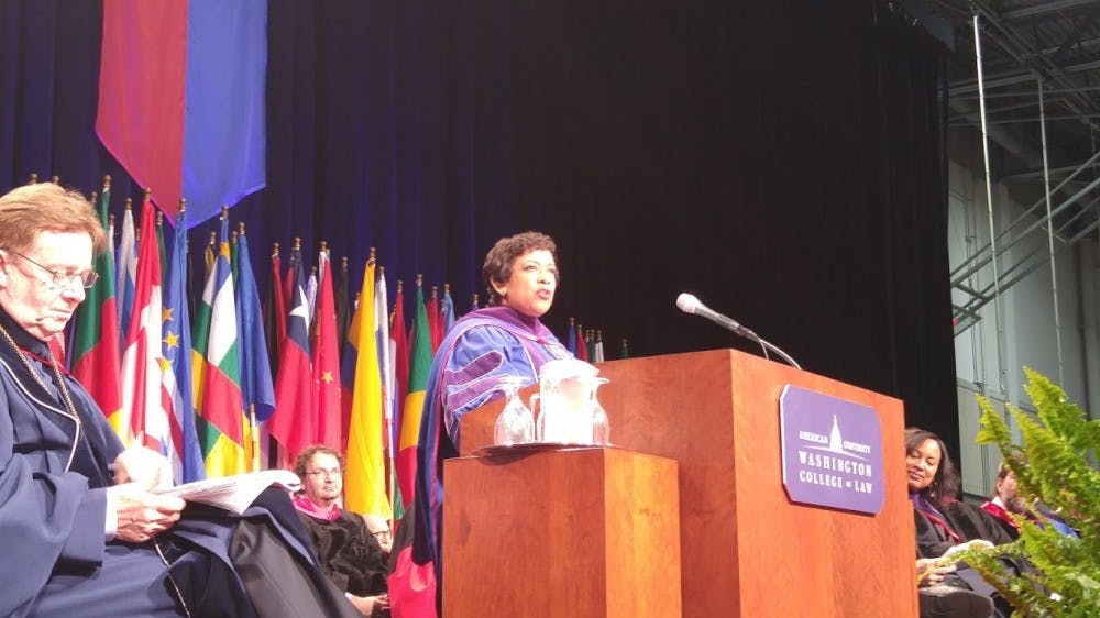 Attorney General Loretta Lynch speaks at WCL Commencement