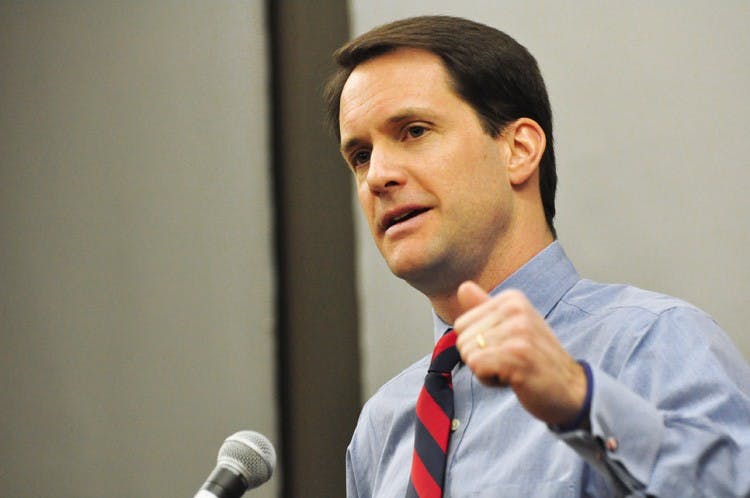 Rep. Jim Himes, D-Conn., speaks at AU on Feb. 16.