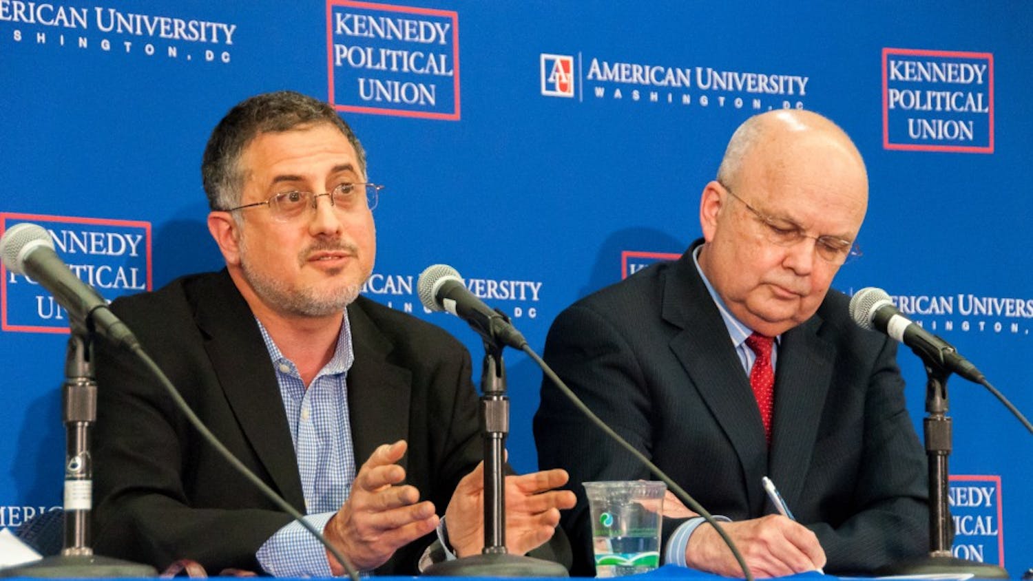 	Left: Barton Gellman, Pulitzer-prize winning Washington Post journalist

	Right: Gen. Michael Hayden, former NSA and CIA chief

	