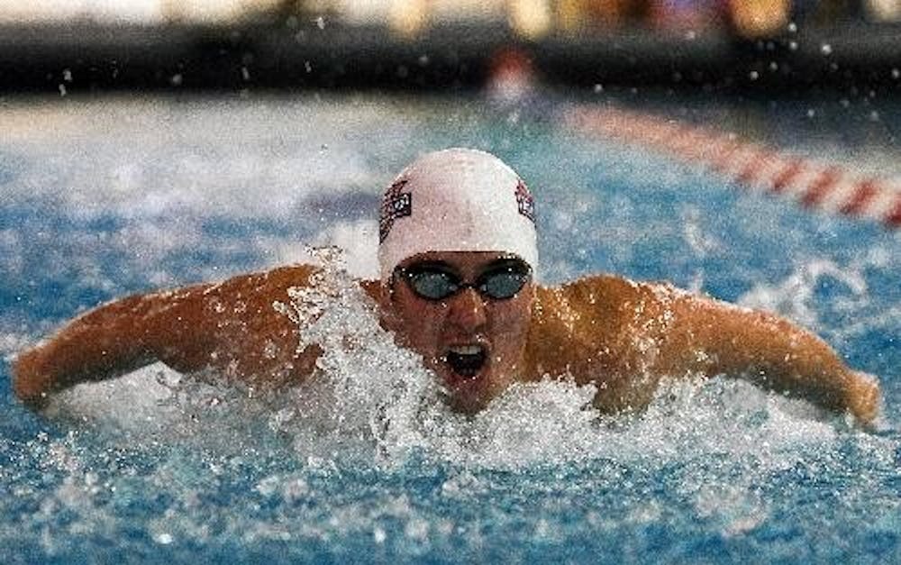 FLOAT LIKE A BUTTERFLY - The AU swimming and diving teams have been strong all season, competing against Georgetown in the inaugural Bender Splashdown earlier this season at Reeves Aquatic Center.  The team has a tri-meet with Army, George Mason and Old D