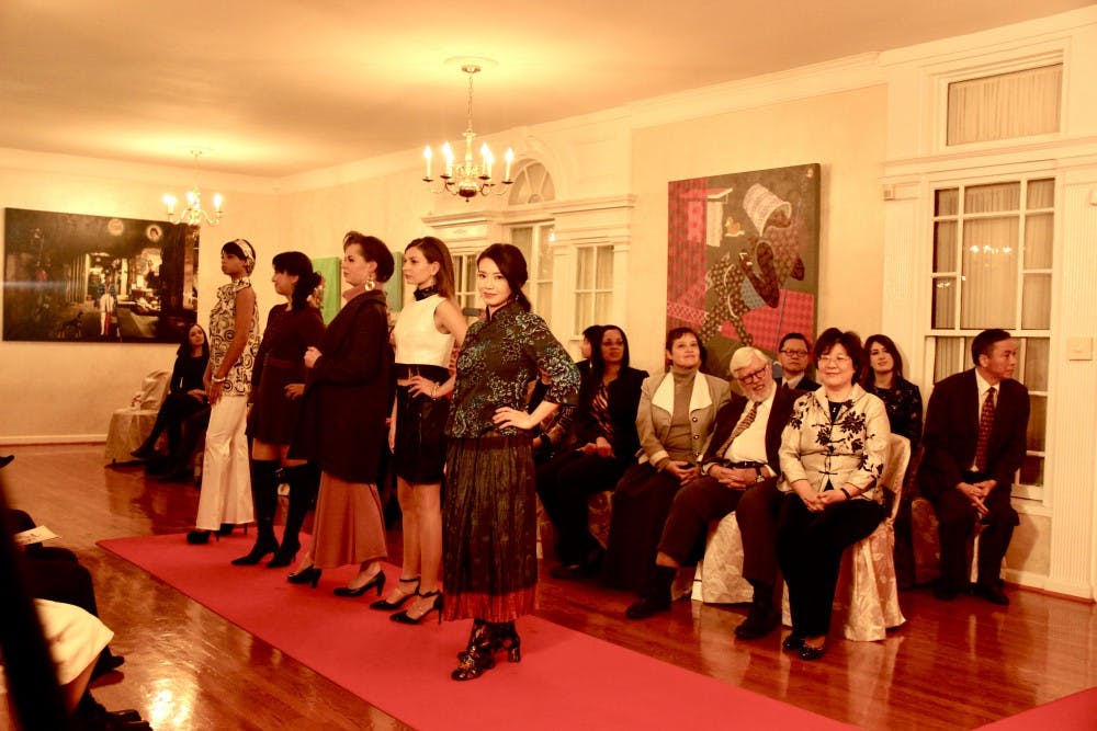 Models stood together at the end of the show.&nbsp;