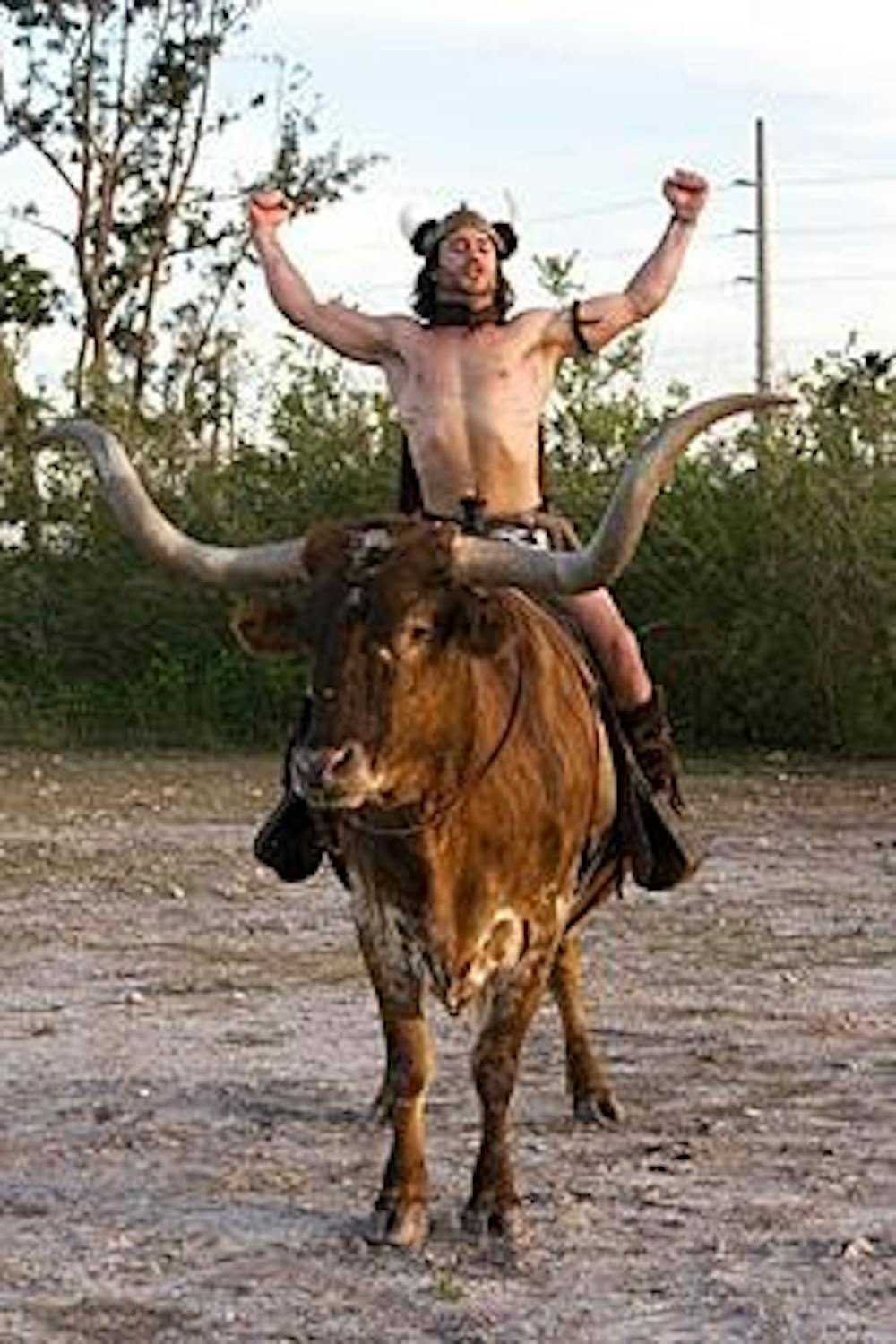 Wildlife pornographer Chris Pontius is one with the longhorn in the new 'Jackass' film installment.