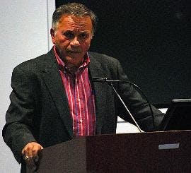 GOING GLOBAL? - Former Rep. Tom Tancredo, R-Colo., spoke to a packed room in Ward on Tuesday. While the Youth for Western Civilization club hosted the event, several other student organizations planned a "peaceful opposition" to his speech. Protesters wor