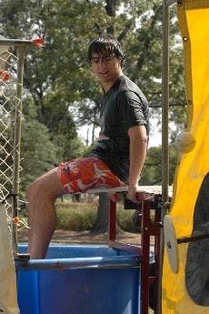 SPLASHIN' FOR SERVICE - Sigma Chi hosts a dunk tank fundraiser last September for its charities, which include the Children's Miracle Network.