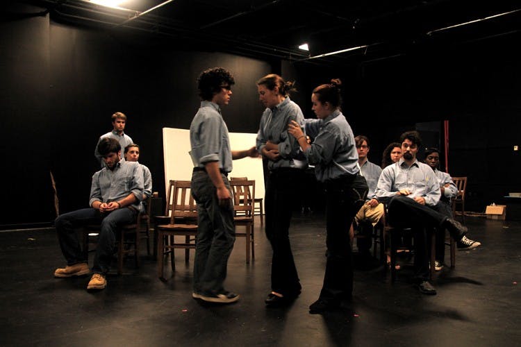 Based on the Tim Robbins screenplay, â€œDead Man Walkingâ€ is the story of Sister Helen Prejean, a nun who tries to help lessen the sentence of a death row inmate convicted of a heinous crime. Thirteen AU students portray 40 characters in the play. 