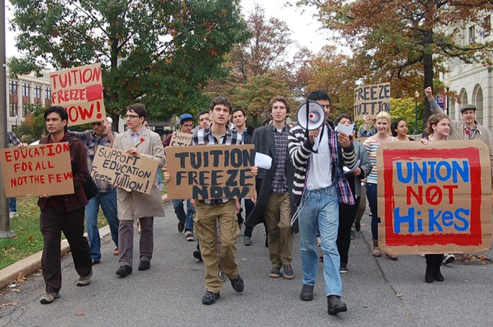Members of the Coalition of American University Students (CAUS) protested on the Quad Oct. 20.