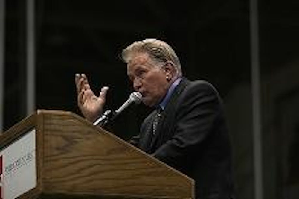 AU'S WEST WING- Martin Sheen, star of "The West Wing," discussed the importance of students getting involved in humanitarian causes in the world during his speech in Bender Arena Monday.