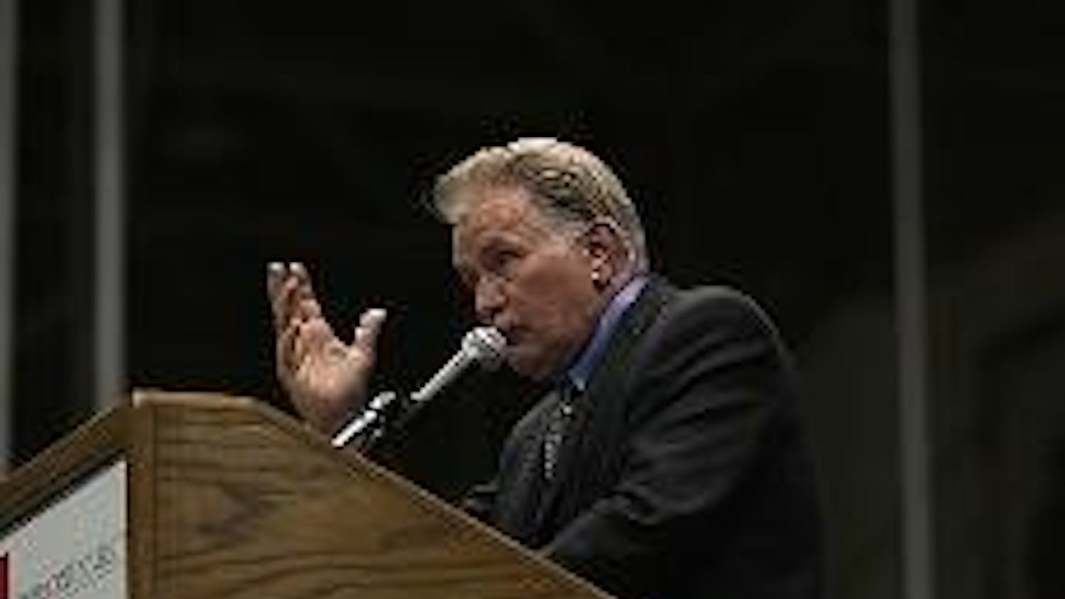 AU'S WEST WING- Martin Sheen, star of "The West Wing," discussed the importance of students getting involved in humanitarian causes in the world during his speech in Bender Arena Monday.