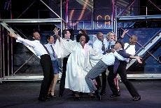 WHERE THERE'S SMOKE... - Aurelia Williams, pictured above performing "Saved," brings powerful vocals and infectious energy to the musical revue of Leiber and Stoller songs, "Smokey Joe's Caf&eacute;." Choreography in the style of "Fosse" tried to bring a 