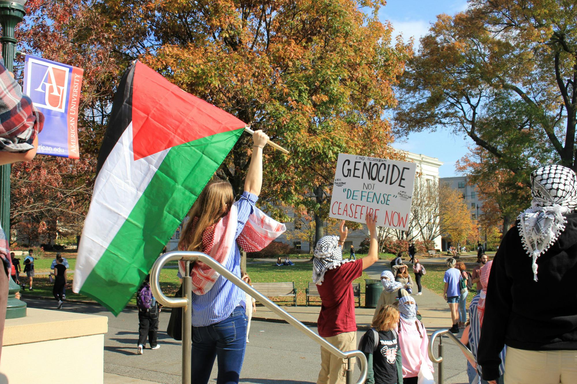 Students demonstrate on campus in support of Palestine