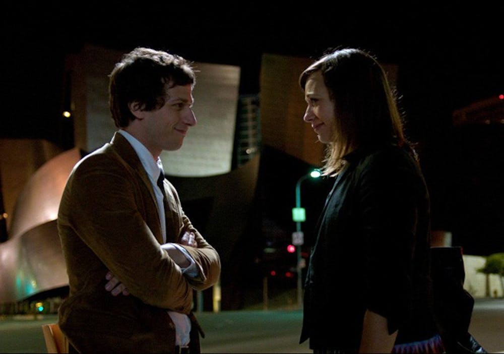 Celeste (Rashida Jones) and Jesse (Andy Samberg)  share a moment in a film co-written by Jones and Will McCormack (\"American Outlaws\").