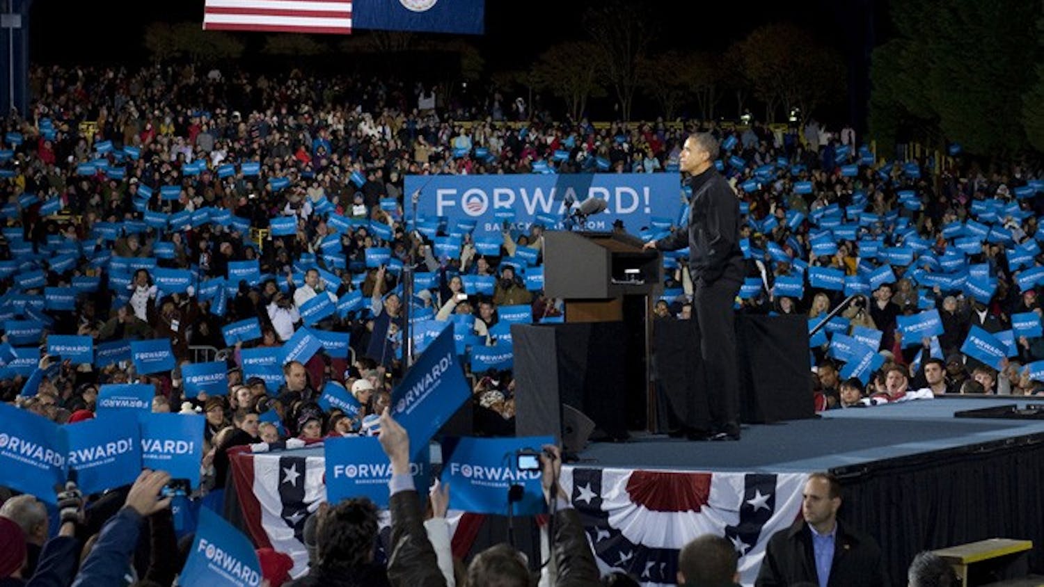 President Barack Obama campaigned in Bristow, Va. Nov. 3 just days ahead of a close presidential election against Gov. Mitt Romney. 