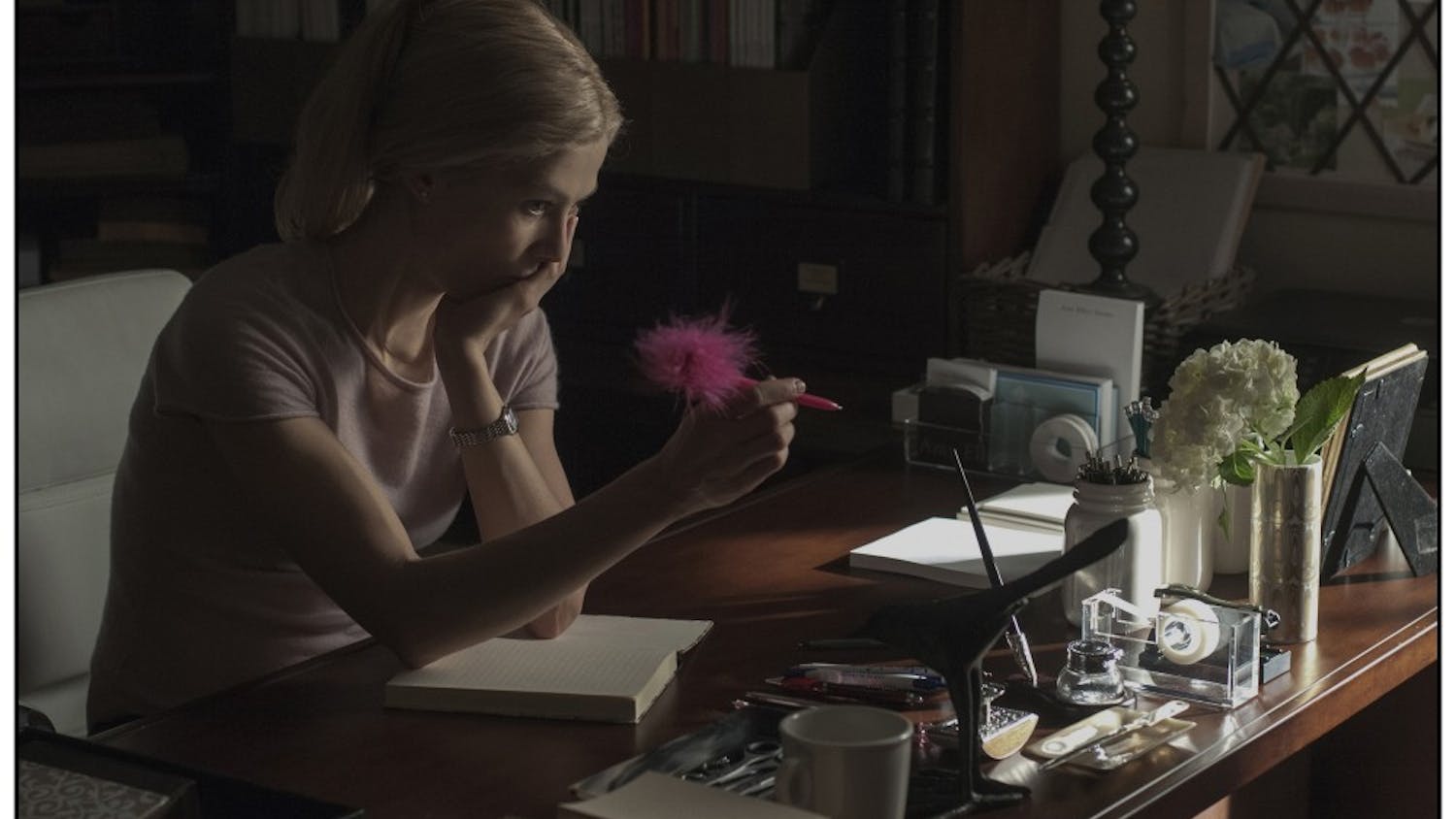 DF-05860_R -- As her marriage flounders, Amy (Rosamund Pike) expresses her thoughts in a diary.