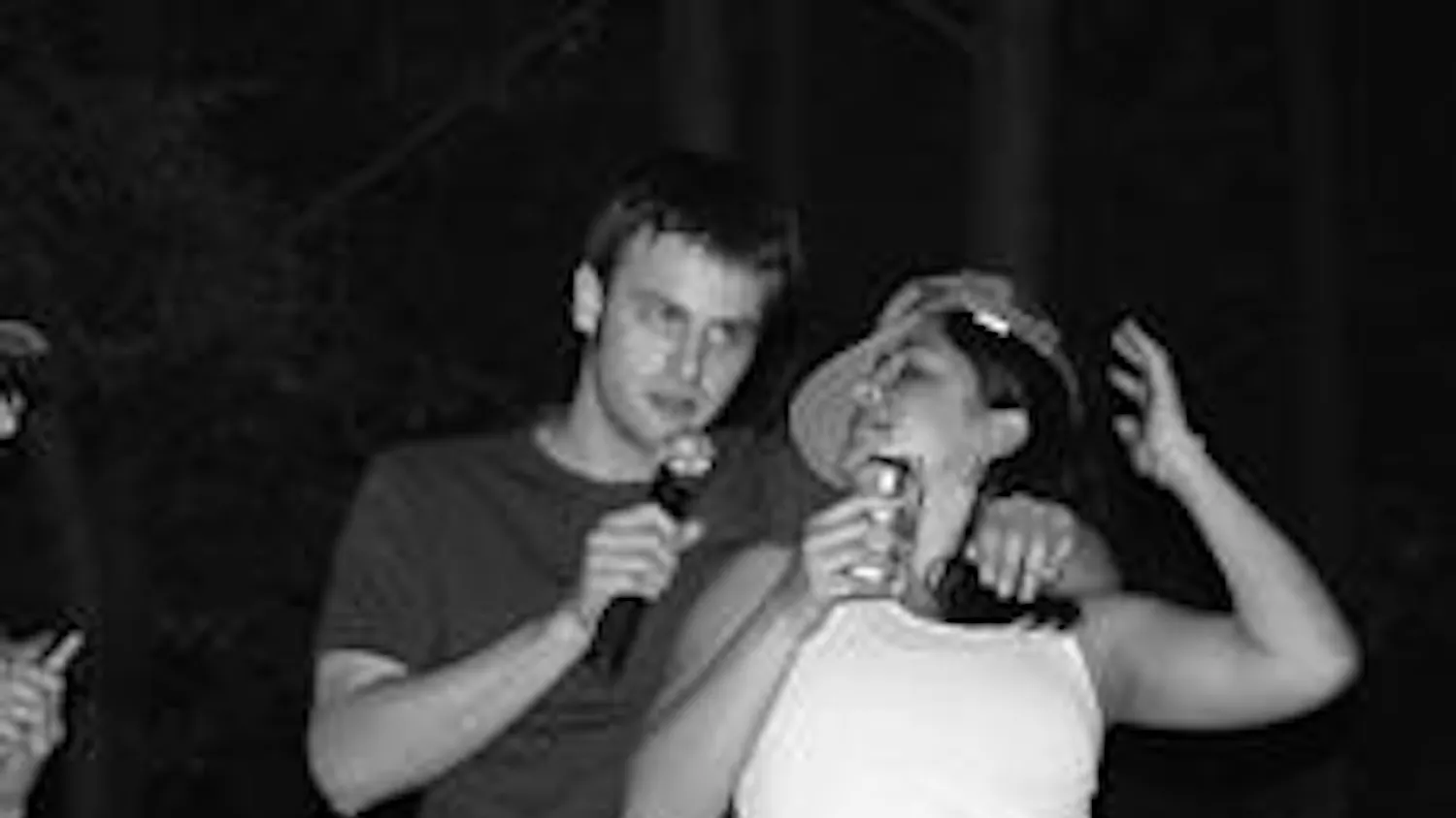 Josh Fine and Frances Arroyo share some laughs at the Spring Fling talent show Wednesday.