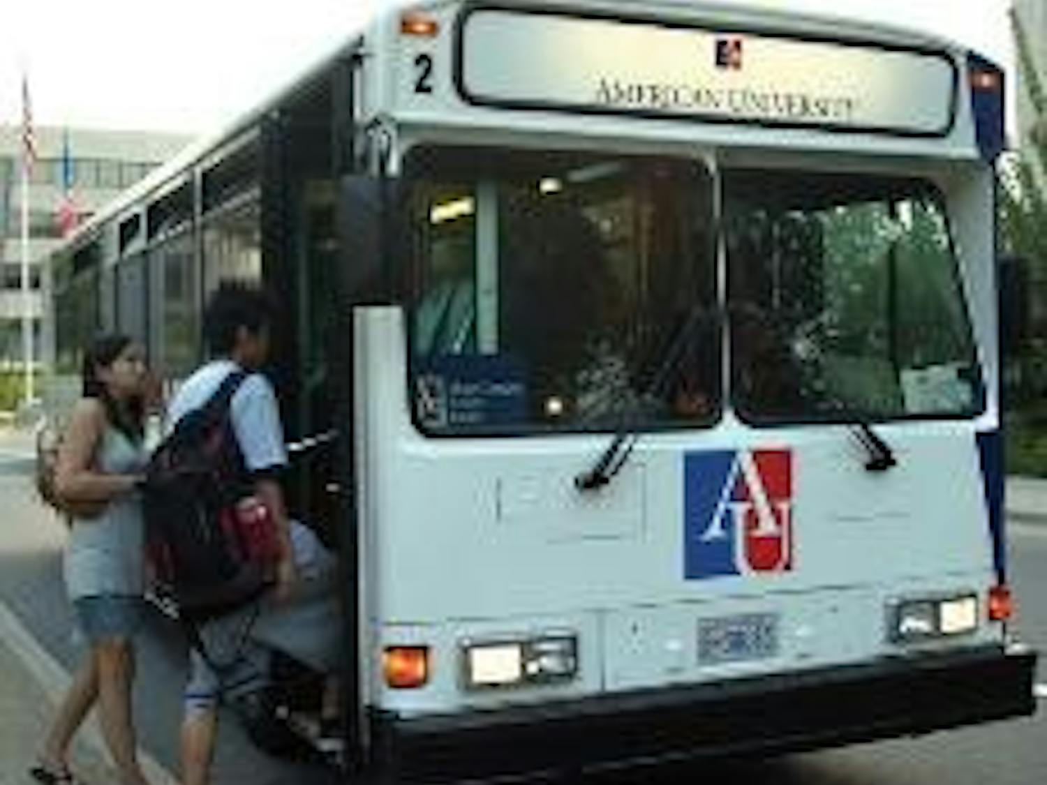 TO TENLEY - Students board the AU shuttle at the North side stop to Tenleytown. The shuttle drivers are currently attempting to unionize.