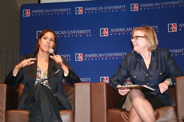 Democratic pundit Karen Finney, left, and SOC professor Jane Hall.