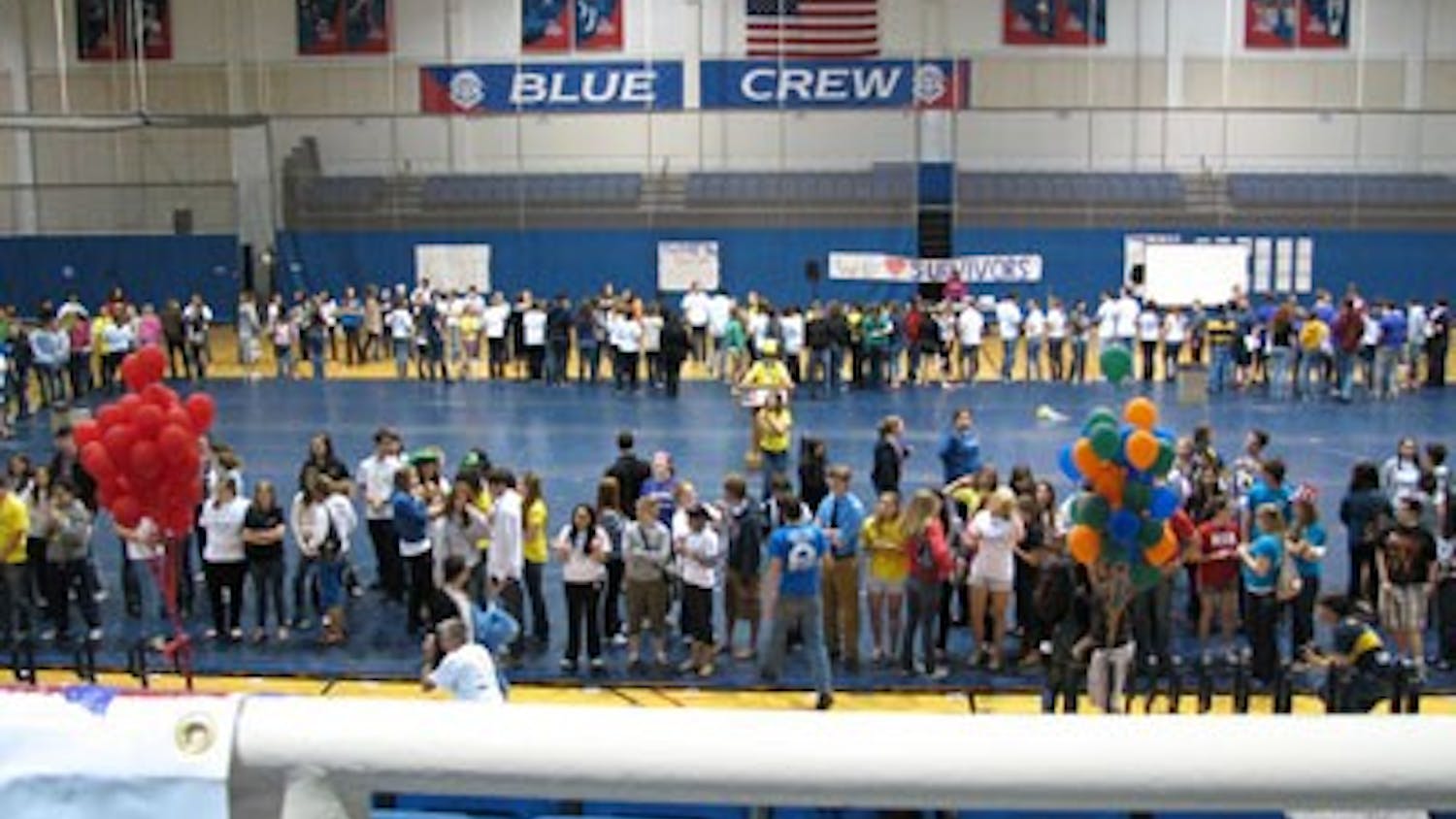ALL-NIGHTER â€” Students participate in Saturdayâ€™s Relay for Life in Bender Arena. The all-night event raised an AU record $48,000 for cancer research. This year was AUâ€™s third independent relay. Prior to 2008, relays were held with the George Washington University and the Catholic University of America, among other D.C. schools.