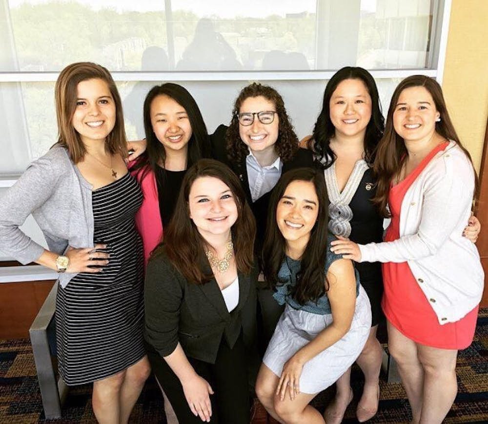 Members of the fall Panhellenic Council gather for a photo.&nbsp;