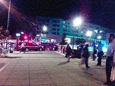 Emergency vehicles crowd Tenley after a Metro fire on Tuesday. 