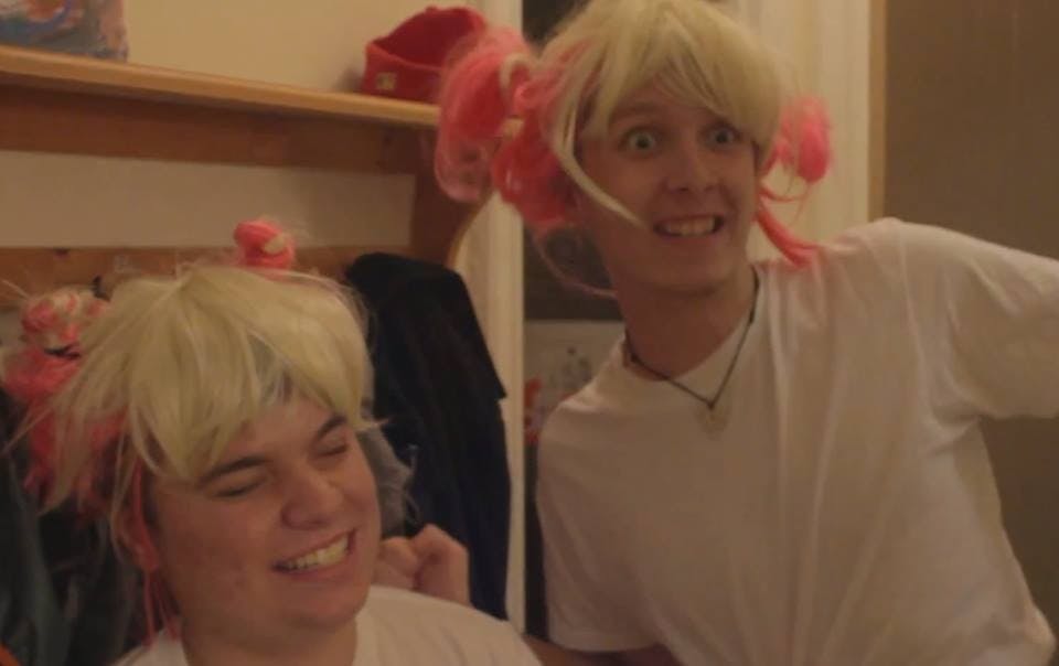 	David Brown (left) and Dylan Stuntz (right) pose before a show.