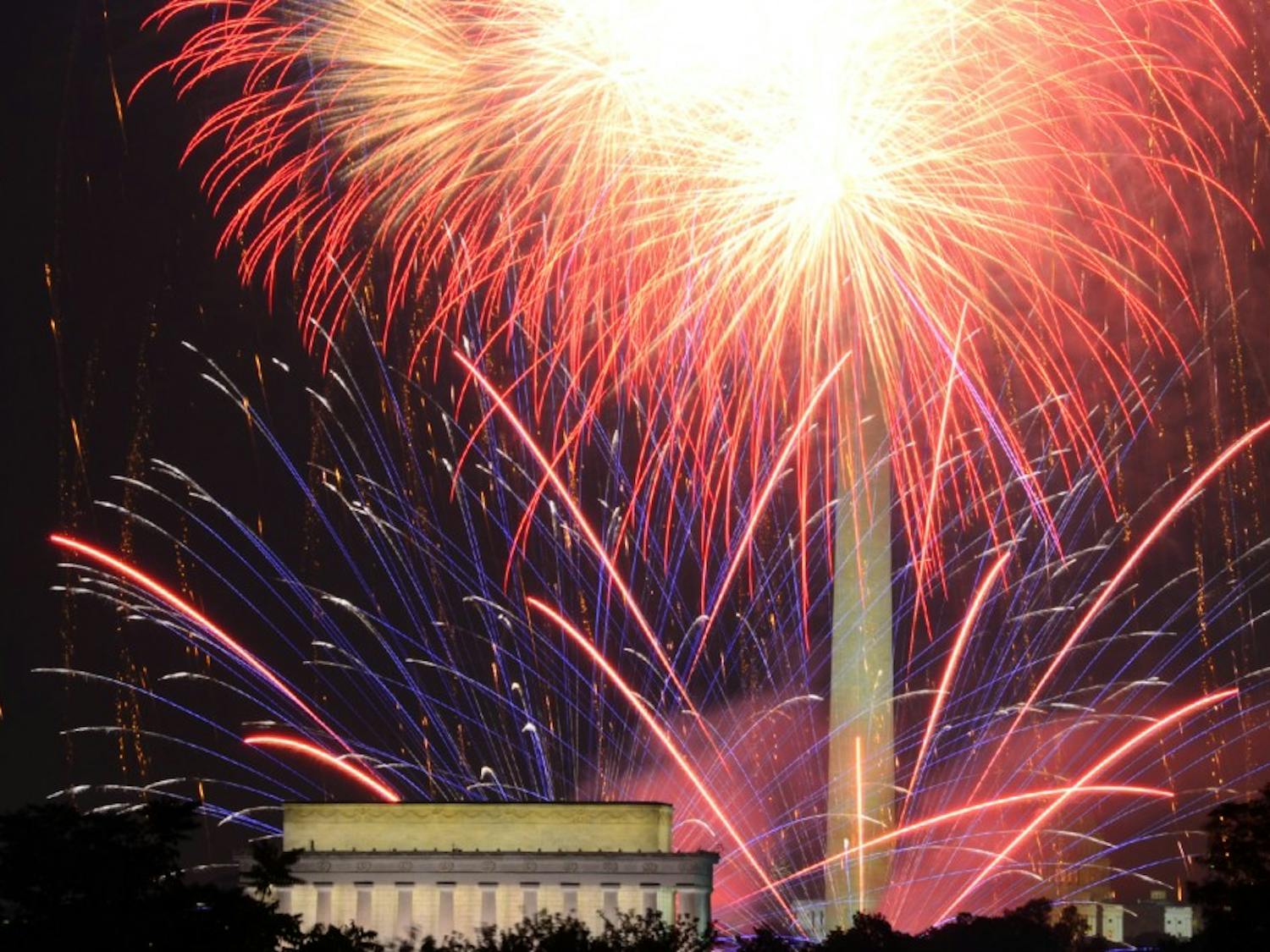 	Fireworks during Independence Day in downtown DC. 
