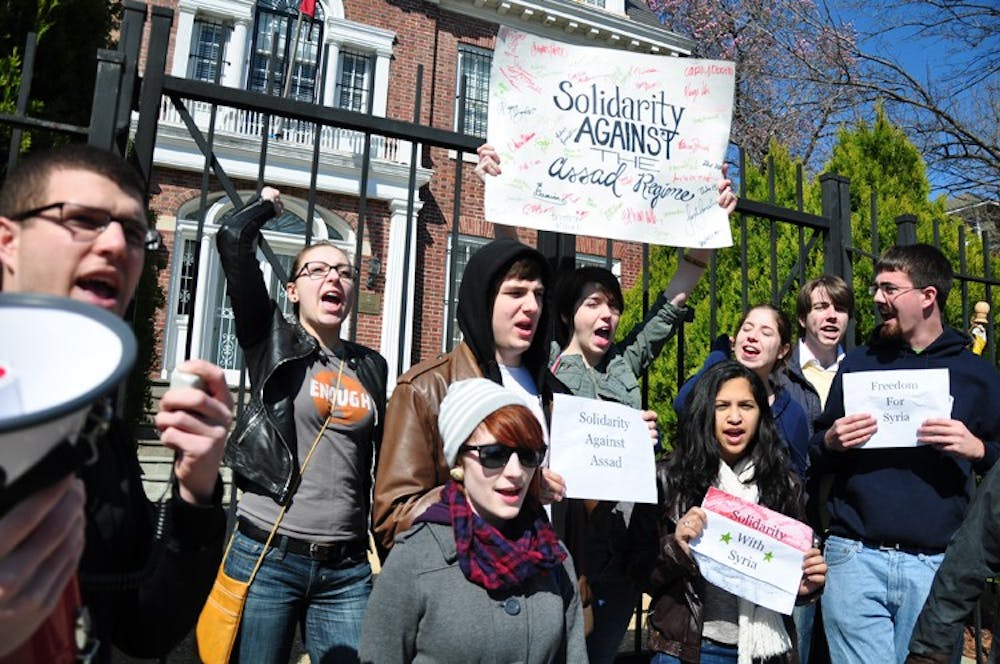 American University's chapter of STAND marched on the Embassy of Syria in Dupont Circle. Sunday, March 4, 2012.