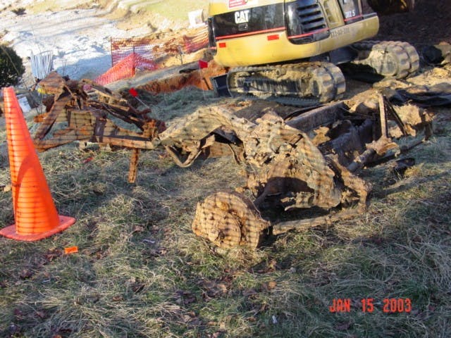 BURIED SECRETSÂ â€”Â The frame of a Willys-Knight sedan from the 1920s was unearthed near the Child Development Center in 2003.
