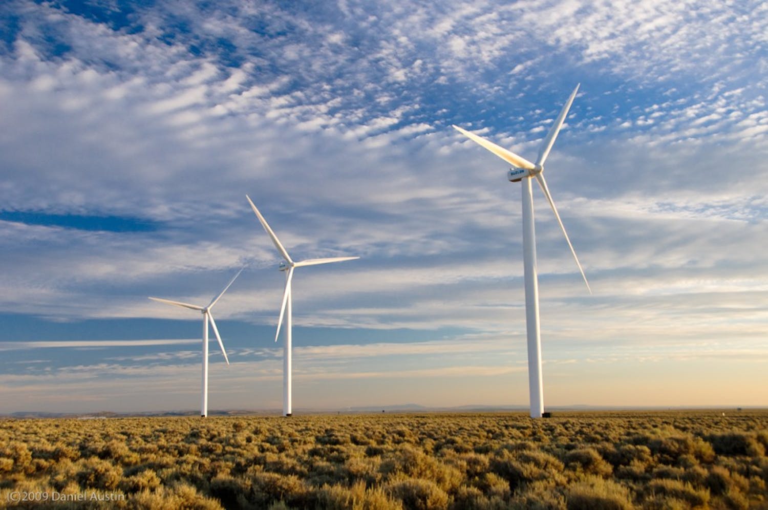 	Photo: A &#8220;wind farm&#8221; in Wyoming. Wind power is one the various forms of renewable energy cropping up around the country.